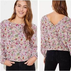 Loft plus jungle wrap back cropped blouse top size 16